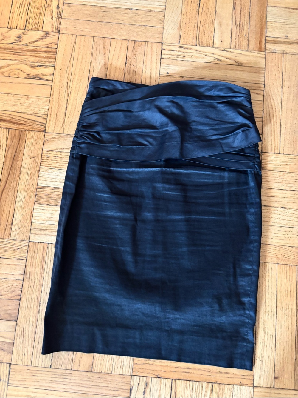 DKNY Black Satin Strapless Pencil Skirt